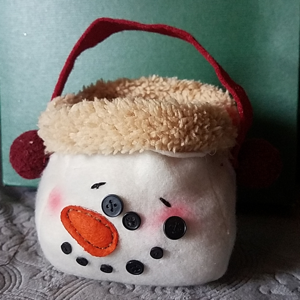 New set of 4 snowmen fabric treat bags